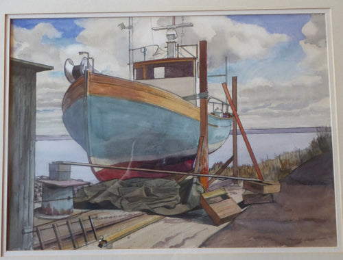 New Zealand Art. Ron Stenberg Fishing Boat at Oland Sweden 1980s