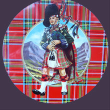 Load image into Gallery viewer, 1960s Vintage SCOTTISH SHORTBREAD Tin with Tartan background with Central Piper Motif