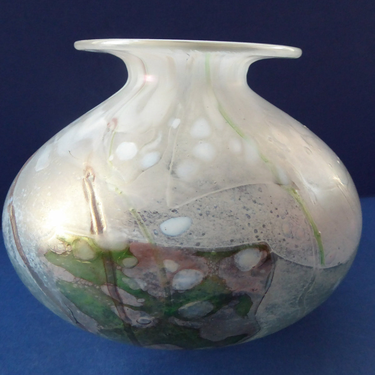 MICHAEL HARRIS Vase for Isle of Wight Glass. White with Green and