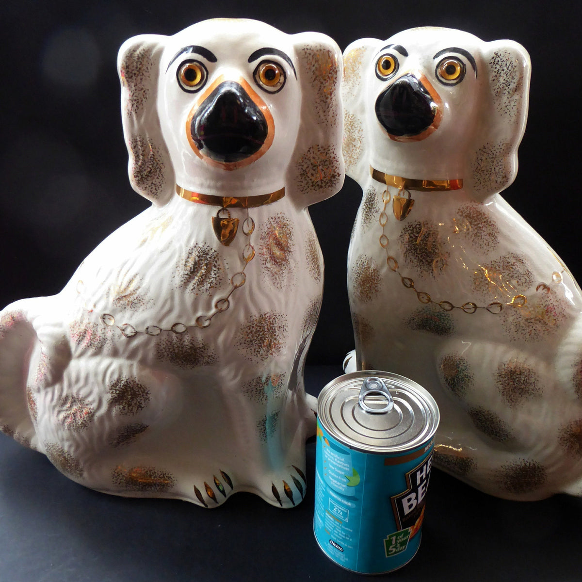 LARGE Antique Pair of Staffordshire Dogs Chimney Spaniels / Wally