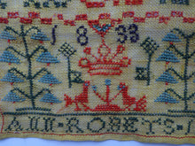 Load image into Gallery viewer, 1833 ANTIQUE Embroidered Sampler. Rarer William IV GEORGIAN Scottish Textile by Ann Roberts
