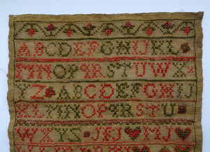 1821 ANTIQUE Embroidered Sampler. Genuine Scottish Regency Textile. White House Decoration by Margaret Jack of Troon