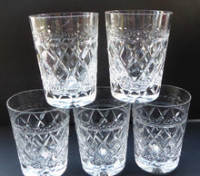 Load image into Gallery viewer, Set of FIVE Vintage STUART Crystal Whisky Glasses or Tumblers. Possibly Cheltenham Pattern