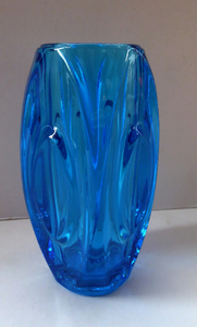 LENS or BULLET Vase (No. 914). Geometric Czech Art Glass by Rosice Glassworks, Sklo