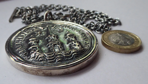 SCANDINAVIAN Medallion Pendant / Necklace with Chunky Silver Chain. Designed by Jens Tage Hansen, Denmark
