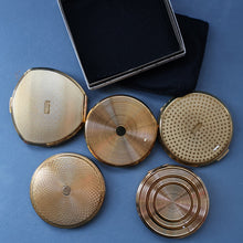 Load image into Gallery viewer, JOB LOT: Five Vintage 1950s / 1960s Gold-Tone Powder Compacts

