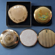 Load image into Gallery viewer, JOB LOT: Five Vintage 1950s / 1960s Gold-Tone Powder Compacts
