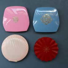 Load image into Gallery viewer, JOB LOT: Four Vintage 1950s / 1960s Plastic Powder Compacts by Evette, Goya and Gala of London
