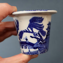Load image into Gallery viewer, RARE 1920s ROYAL DOULTON Miniature Meat Pot. Flow Blue with Traditional Willow Pattern

