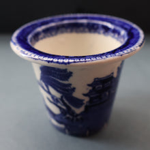 Load image into Gallery viewer, RARE 1920s ROYAL DOULTON Miniature Meat Pot. Flow Blue with Traditional Willow Pattern
