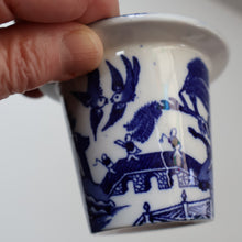 Load image into Gallery viewer, RARE 1920s ROYAL DOULTON Miniature Meat Pot. Flow Blue with Traditional Willow Pattern
