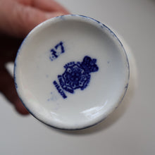 Load image into Gallery viewer, RARE 1920s ROYAL DOULTON Miniature Meat Pot. Flow Blue with Traditional Willow Pattern
