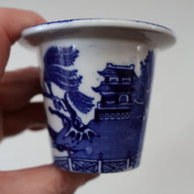 Load image into Gallery viewer, RARE 1920s ROYAL DOULTON Miniature Meat Pot. Flow Blue with Traditional Willow Pattern
