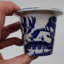 Load image into Gallery viewer, RARE 1920s ROYAL DOULTON Miniature Meat Pot. Flow Blue with Traditional Willow Pattern

