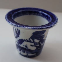 Load image into Gallery viewer, RARE 1920s ROYAL DOULTON Miniature Meat Pot. Flow Blue with Traditional Willow Pattern
