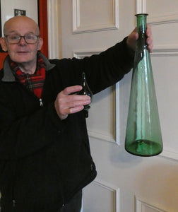 TALL Emerald Green Glass GENIE Vase with Original Hollow Hand Blown Stopper. 24 inches