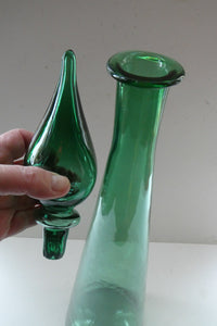 TALL Emerald Green Glass GENIE Vase with Original Hollow Hand Blown Stopper. 24 inches