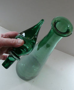 TALL Emerald Green Glass GENIE Vase with Original Hollow Hand Blown Stopper. 24 inches