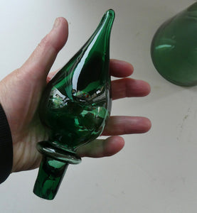 TALL Emerald Green Glass GENIE Vase with Original Hollow Hand Blown Stopper. 24 inches