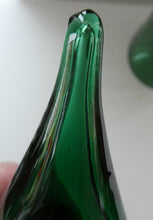 Load image into Gallery viewer, TALL Emerald Green Glass GENIE Vase with Original Hollow Hand Blown Stopper. 24 inches
