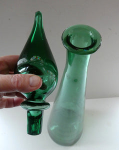 TALL Emerald Green Glass GENIE Vase with Original Hollow Hand Blown Stopper. 24 inches