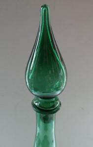 TALL Emerald Green Glass GENIE Vase with Original Hollow Hand Blown Stopper. 24 inches