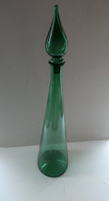 Load image into Gallery viewer, TALL Emerald Green Glass GENIE Vase with Original Hollow Hand Blown Stopper. 24 inches
