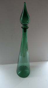 TALL Emerald Green Glass GENIE Vase with Original Hollow Hand Blown Stopper. 24 inches