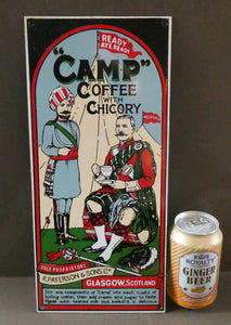 1970s Vintage Enamel Advertising Sign for Camp Coffee