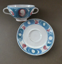 Load image into Gallery viewer, ALDERMASTON Pottery Twin Handled Cup and Saucer by Edgar Campden
