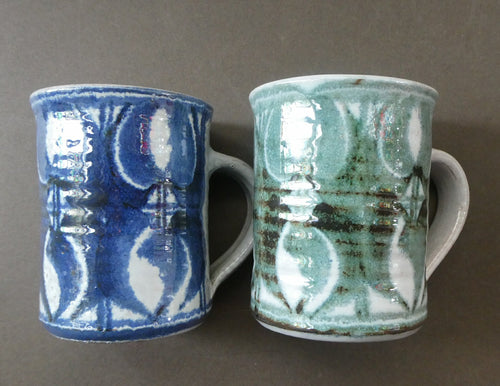 Vintage ALDERMASTON Pottery Pair of SIGNED Coffee Mugs