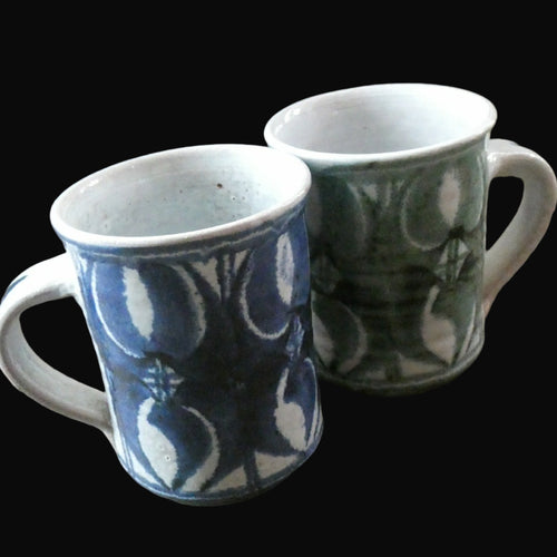 Vintage ALDERMASTON Pottery Pair of SIGNED Coffee Mugs