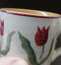 Load image into Gallery viewer, PAIR of Smaller Irish Ceramic Mugs by Nicholas Mosse. Spongeware Tulips Design
