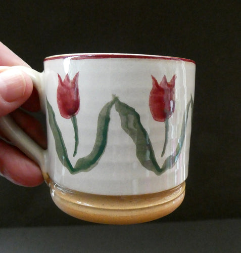 PAIR of Smaller Irish Ceramic Mugs by Nicholas Mosse. Spongeware Tulips Design