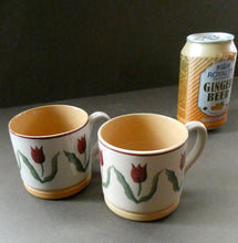 Load image into Gallery viewer, PAIR of Smaller Irish Ceramic Mugs by Nicholas Mosse. Spongeware Tulips Design
