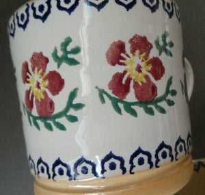 TWO Large Irish Ceramic Mugs by Nicholas Mosse. Spongeware Iris and Clementis Designs