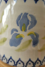 Load image into Gallery viewer, TWO Large Irish Ceramic Mugs by Nicholas Mosse. Spongeware Iris and Clementis Designs
