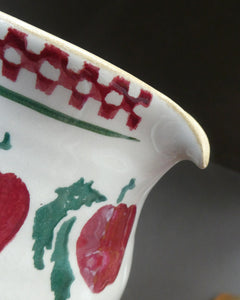Irish Ceramic Milk Jug or Creamer by Nicholas Mosse. Spongeware Red Apples Design