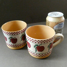 Load image into Gallery viewer, PAIR of Large Irish Ceramic Mugs by Nicholas Mosse. Spongeware Red Apples Design
