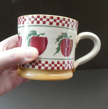 Load image into Gallery viewer, PAIR of Large Irish Ceramic Mugs by Nicholas Mosse. Spongeware Red Apples Design
