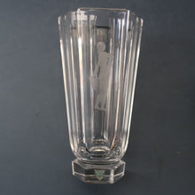 Load image into Gallery viewer, SWEDISH GLASS. Nils Landberg for Orrefors. TALL Vase with a Etched Nude Woman. 7 3/4 inches
