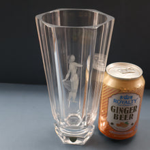 Load image into Gallery viewer, SWEDISH GLASS. Nils Landberg for Orrefors. TALL Vase with a Etched Nude Woman. 7 3/4 inches
