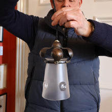 Load image into Gallery viewer, Small SINGLE Copperised ART NOUVEAU Pendant Light with Frosted Glass Shade

