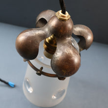 Load image into Gallery viewer, Small SINGLE Copperised ART NOUVEAU Pendant Light with Frosted Glass Shade

