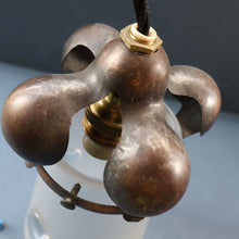 Load image into Gallery viewer, Small SINGLE Copperised ART NOUVEAU Pendant Light with Frosted Glass Shade

