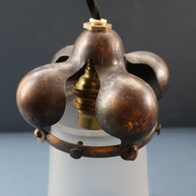 Load image into Gallery viewer, Small SINGLE Copperised ART NOUVEAU Pendant Light with Frosted Glass Shade

