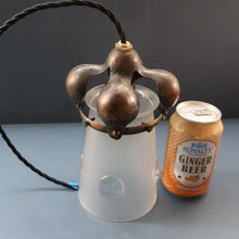 Load image into Gallery viewer, Small SINGLE Copperised ART NOUVEAU Pendant Light with Frosted Glass Shade

