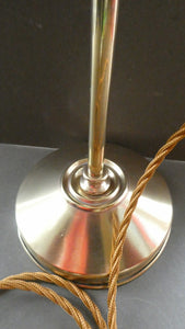 ART NOUVEAU Brass Table Lamp. Genuine Antique Desk Lamp with Moveable Swan Neck Arm. VASELINE SHADE
