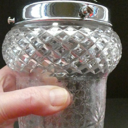 Antique 1920s Clear Cut Glass and Chrome Acorn Shape Single Hanging Light Shade