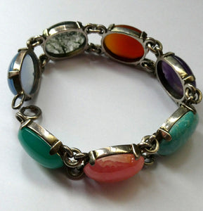 Pretty Vintage Bracelet Set with Coloured Agates. Excellent Condition